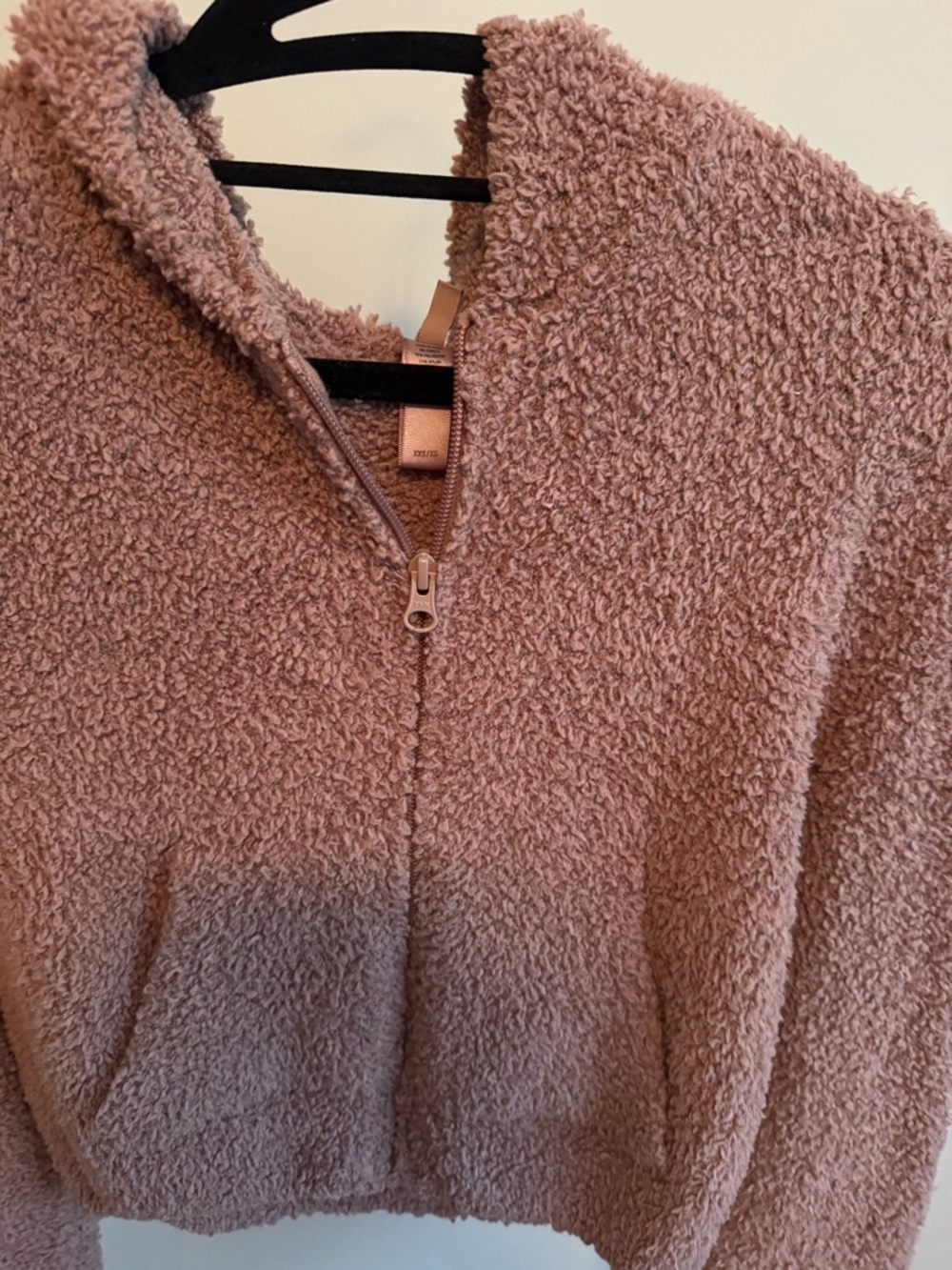 SKIMS Plush Crop Zip-Up in Rose Clay